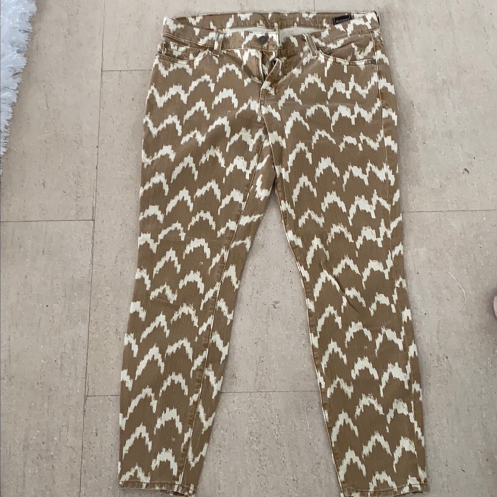 Seven for all mankind gold and white print jeans